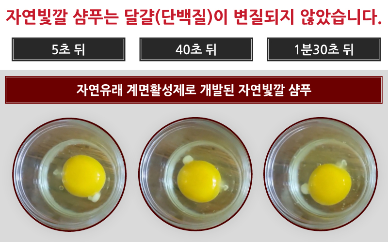 머리한줌샴푸 계면활성제 달걀테스트 변화없음